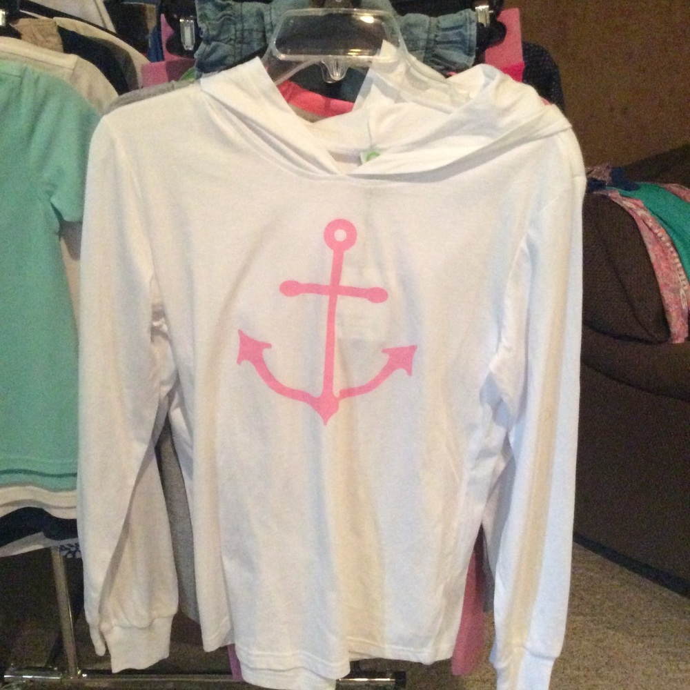 Tidal effects hooded LS girl’s T shirt.
